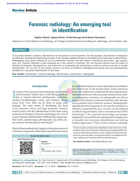 Historical, current, and emerging tools for identification .